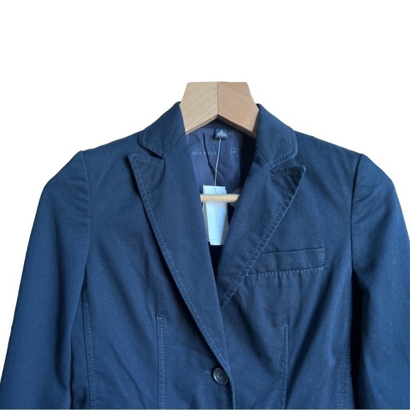 NWT Banana Republic Women’s Navy Blue Twill Canvas Blazer Jacket, Size 0 - Picture 3 of 13